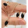 Hot Colorful Natural Zircon Ring Earrings Necklace for Women Luxury 585 Rose Gold Color Daily Wear 3pcs Jewelry Sets