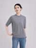 High-End Women's Ribbed Crew Neck Mid-Sleeve T-Shirt