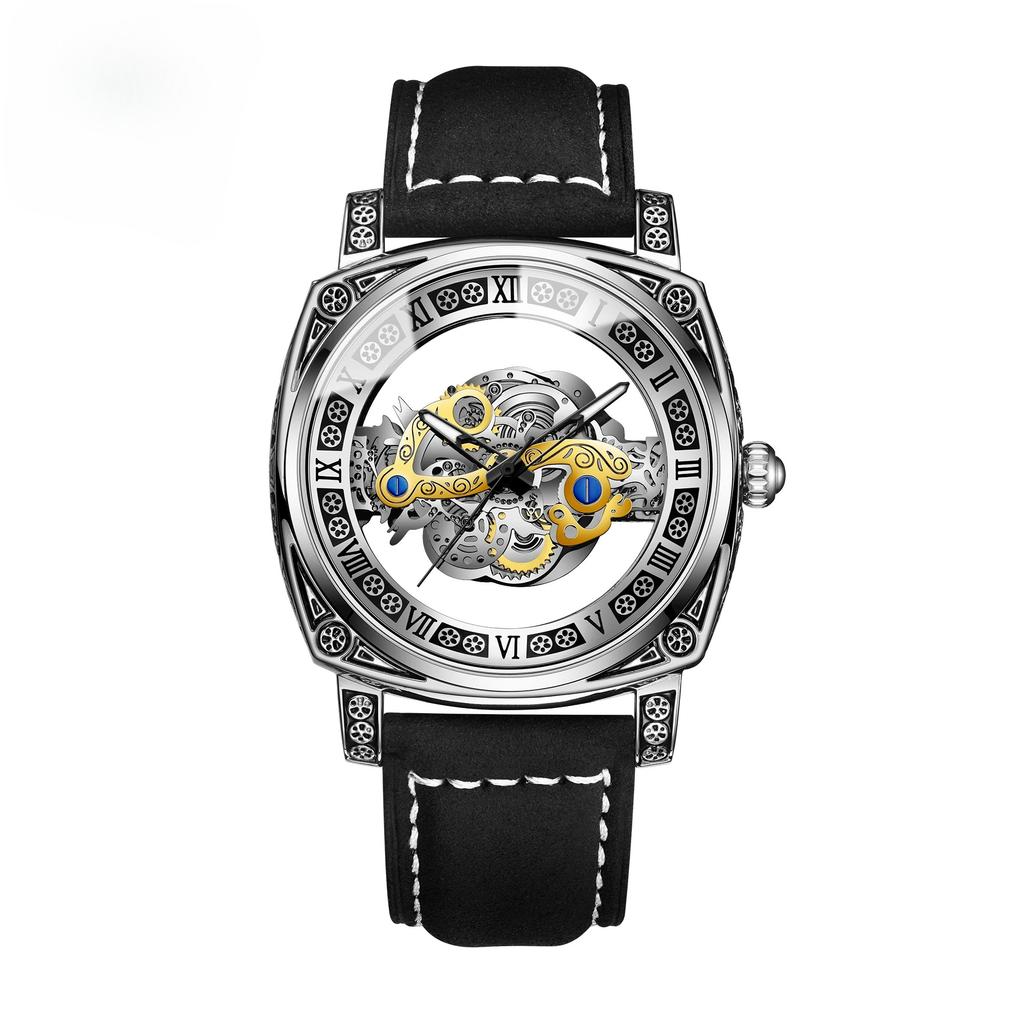 New Men Watch Skeleton Quartz Wristwatch Hollow Skeleton Retro Man Clock Top Brand Luxury Clock Men Watches Reloj Hombre