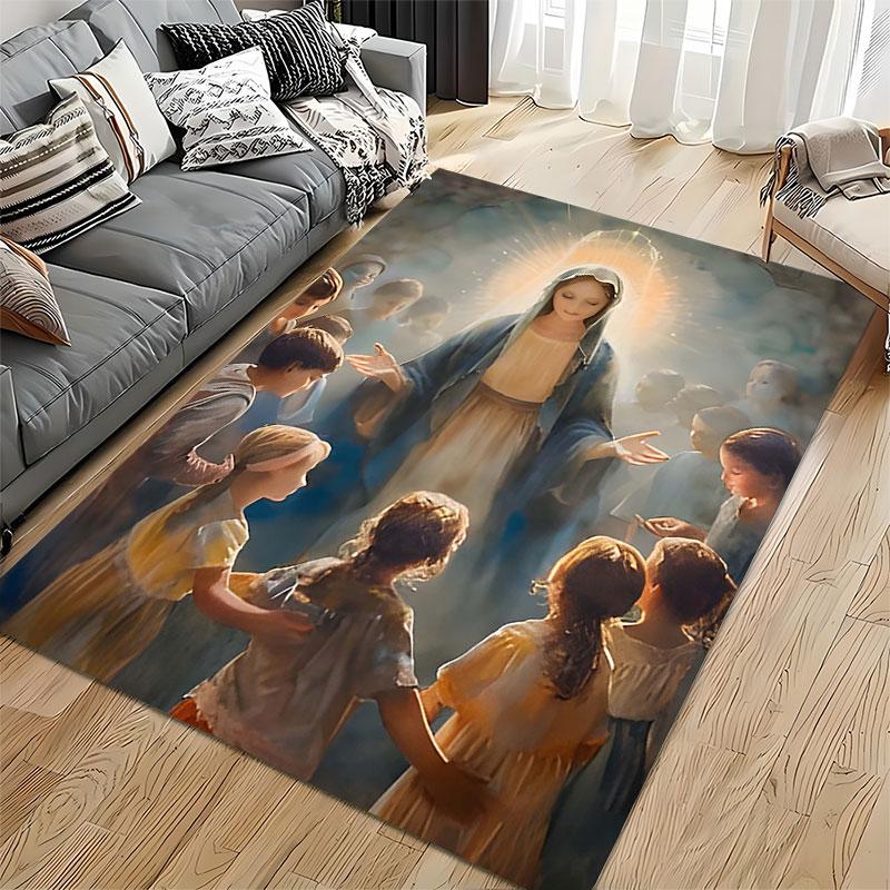Holy Mary with Children Scene suitable as a non-slip mat for the living room or bedroom sofa