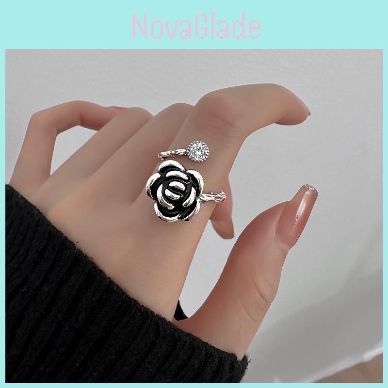 Einzigartiger Vintage Kamelienring für Damen Stilvolles Verstellbares Offener Finger Modeaccessoire