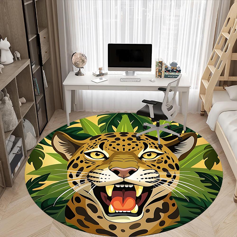 1pc Jaguar, Jungle Print Chair Carpet for Office, Soft Comfortable Mat For Office, Living Room, Bedroom, Machine Washable Carpet yy251112166