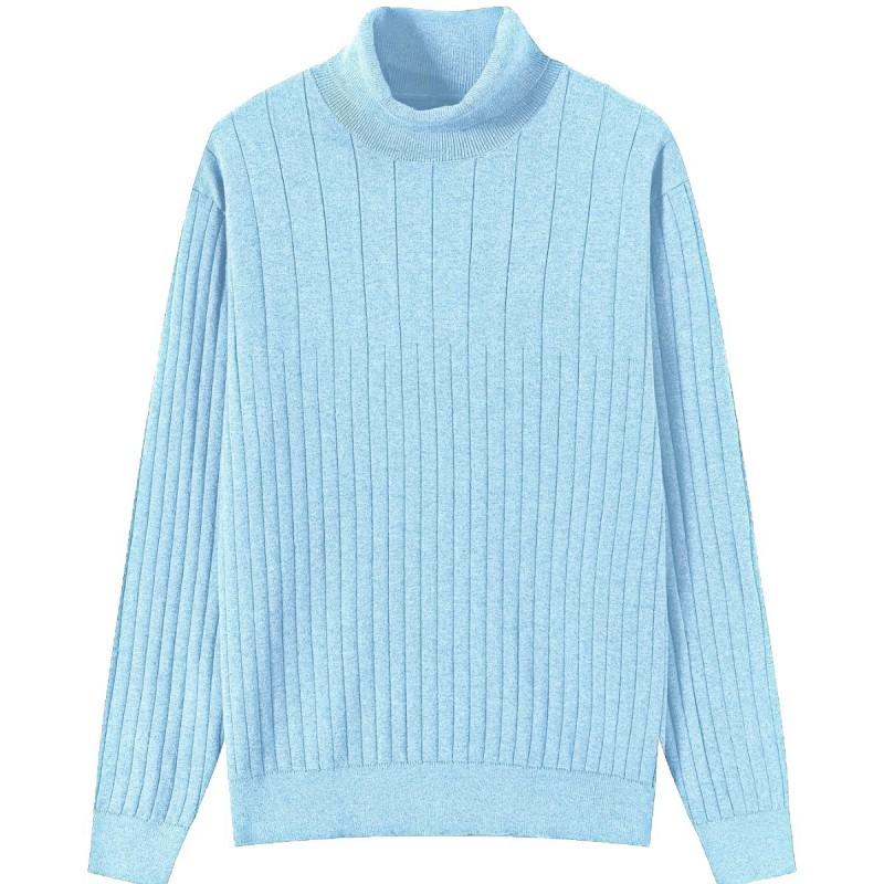 Mens Warm High Neck Knit Sweater Winter Solid Color Casual Long Sleeve Pullover