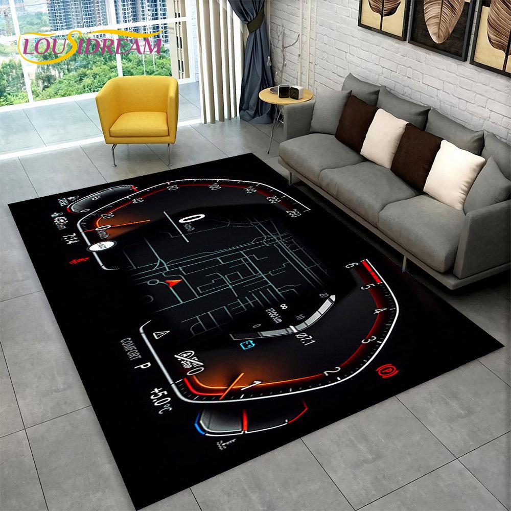 3D Car Racing Dashboard Area Rug Large,Carpet Rug for Living Room Bedroom Sofa Kitchen Doormat Decor,Kid Play Non-slip Floor Mat