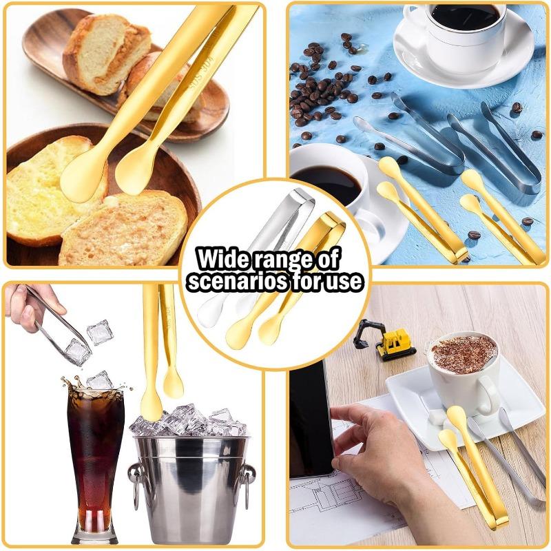 Mini servírovací kleště, 304 nerezová ocel malé kleště na předkrmy, 11cm kleště na led kleště na cukr na předkrmy dezerty kbelík na led, čajový dýchánek, kávový bar