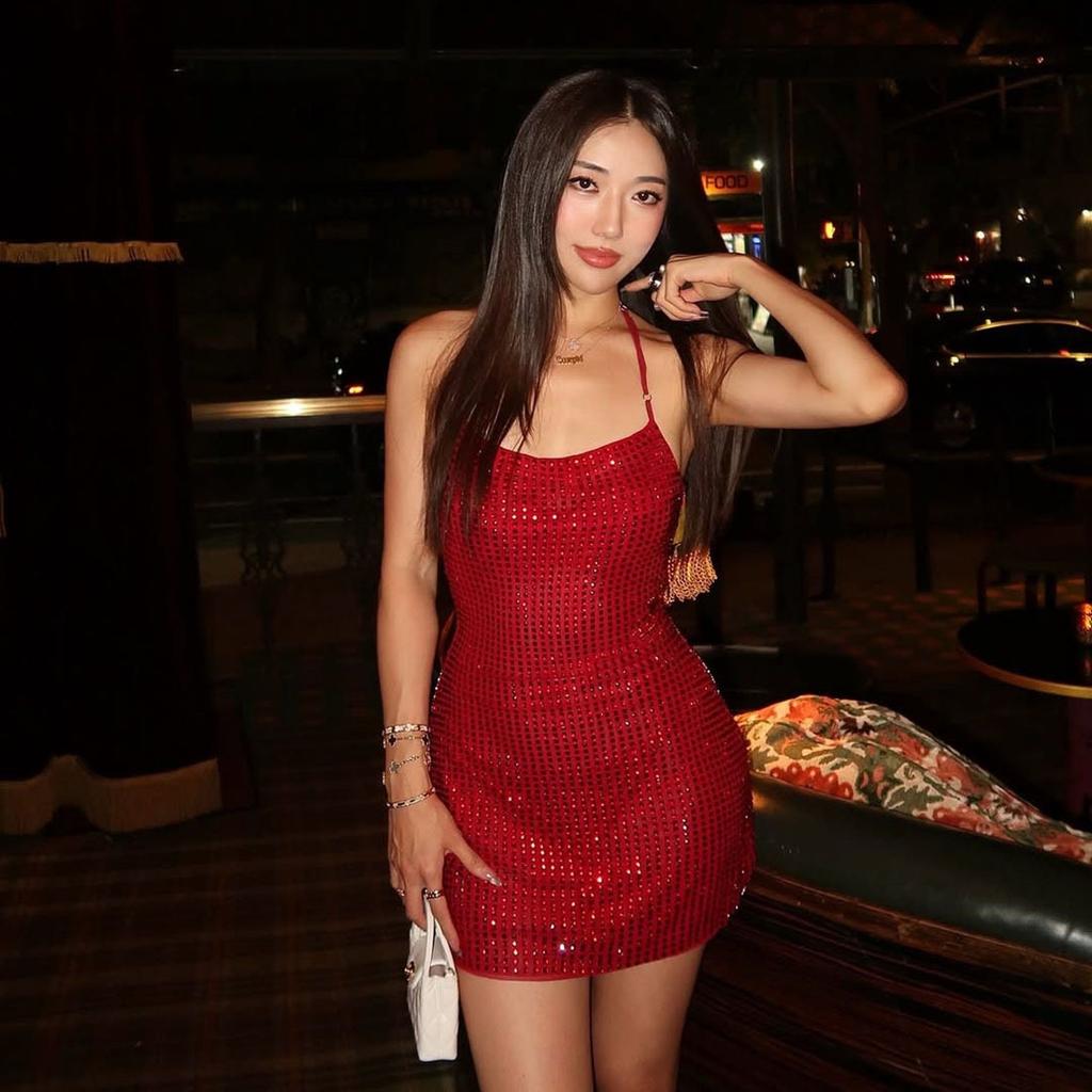 Europe, America 2026 autumn Christmas new Spice Girl sexy square collar backless sleeveless temperament neck dress