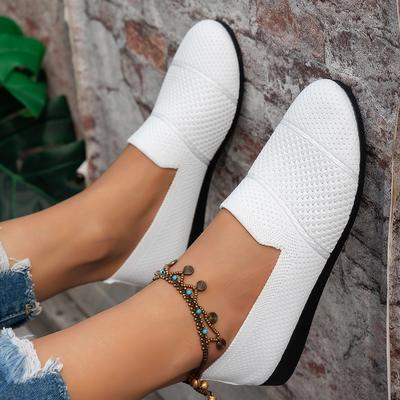 Moda Damska Moda Duży Rozmiar Płaska Podeszwa Dzianinowe Wsuwane Niskie Oddychające Buty Fasolki Lato Buty Codzienne Wygodna Gumowa Podeszwa