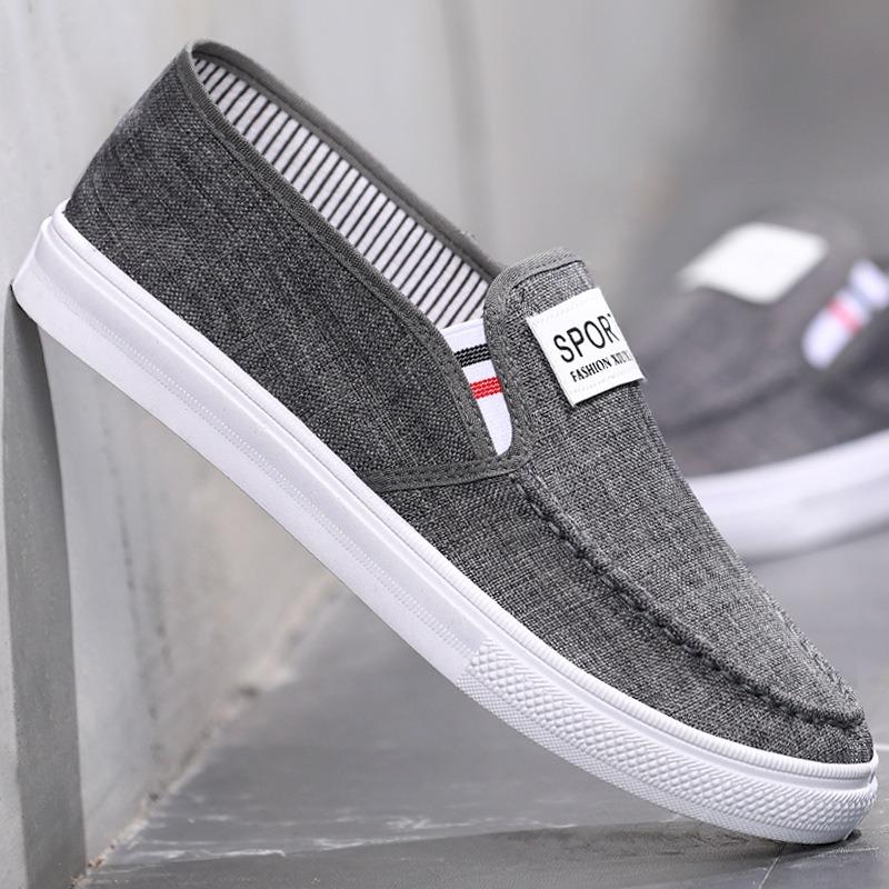 New Male Student Denim Canvas Shoes One-pedal Single Shoes Casual and Comfortable Old Beijing Linen Flat Baseplate Shoes