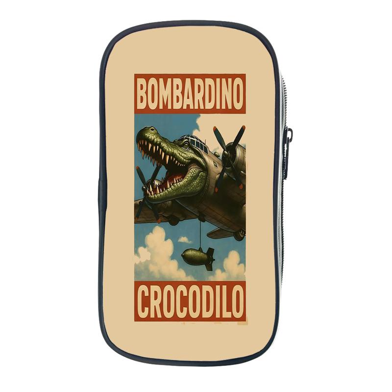 Tung Tung Tung Sahur Pencil Case Italian Brainrot Kids Pencil Bag Nylon Bombardiro Crocodilo Children School Supplies Stationery
