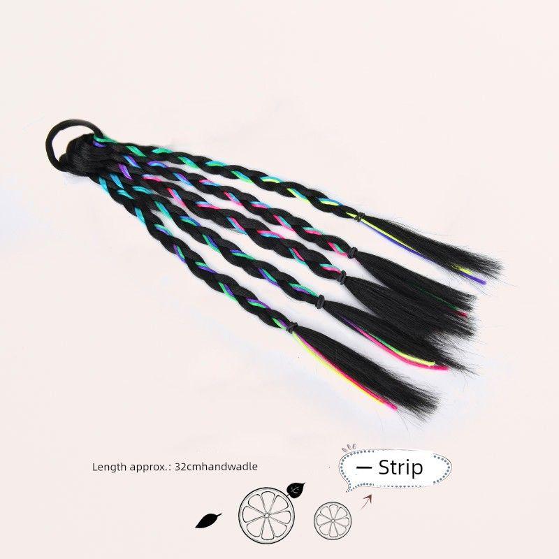 

Kids False Braids Color Boxing Braid Little Girl Dreadlocks Twist Braid Performance Daily Ponytail Hair String Sweet Cool Hair Accessories Nature black + colorful single 32cm