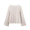 Autumn New Western Style Foreign Trade Women clothes Fashion Simple and Versatile Solid round Neck Twist Pullover Long sleeve Sweater