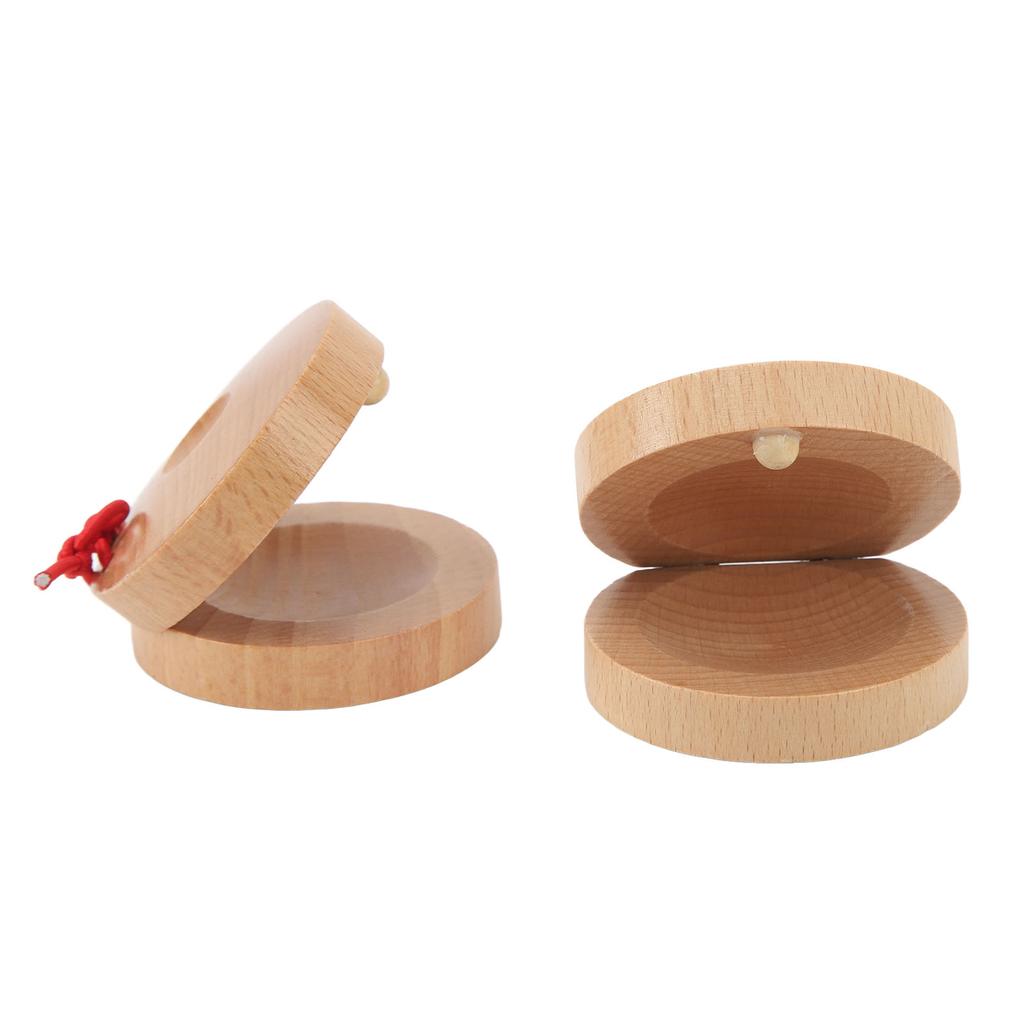 1 Pair of Wooden Castanets Kids Education Wood Finger Clappers Percussion Musical Instruments