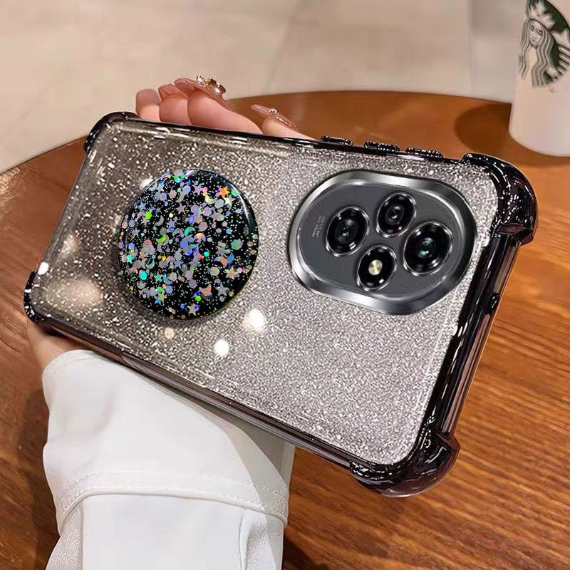 Shiny Star Stand Holder Case For Honor 200 pro Lite Smart X8C X6C X6A X6B X8A X8B Silicone Shockproof Glitter Cover with Ring