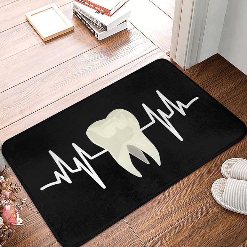 Tappetino per porta studio dentistico Design creativo a forma di cuore Tappeto per ingresso Morbido Antiscivolo Strumenti dentali Tappetino di benvenuto per clinica Decorazione Dentista