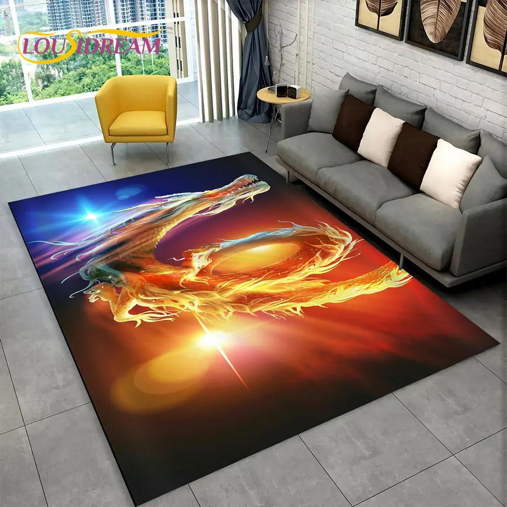 Duży dywanik z motywem smoka z kreskówek, dywanik do salonu, sypialni, sofy, wycieraczka, dekoracja kuchni, dzieci bawią się antypoślizgową matą podłogową
