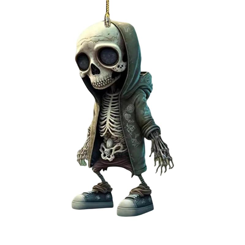 Flat Cartoon Skull Acrylic Car Hangings Halloween Tree Ornament Decorations Home