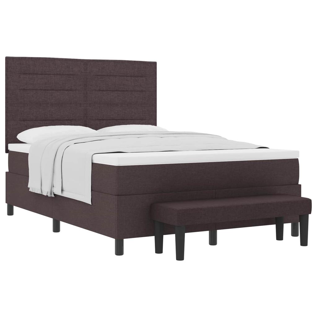 Boxspring Bed with Headboard Dark Brown 140 x 200 cm Fabric