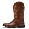 Men's Size 48 Leather High-Top Boots - Retro Cowboy Style for Spring, Autumn, and Winter