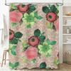 Bathroom shower curtain with floral pattern, pink rose design, leopard print background home decor accessories for bathroom