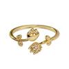Fashion Gold Color Tulip Flower Open Ring, Women's Vintage Trend Elegant Temperament Party Jewelry Accessories
