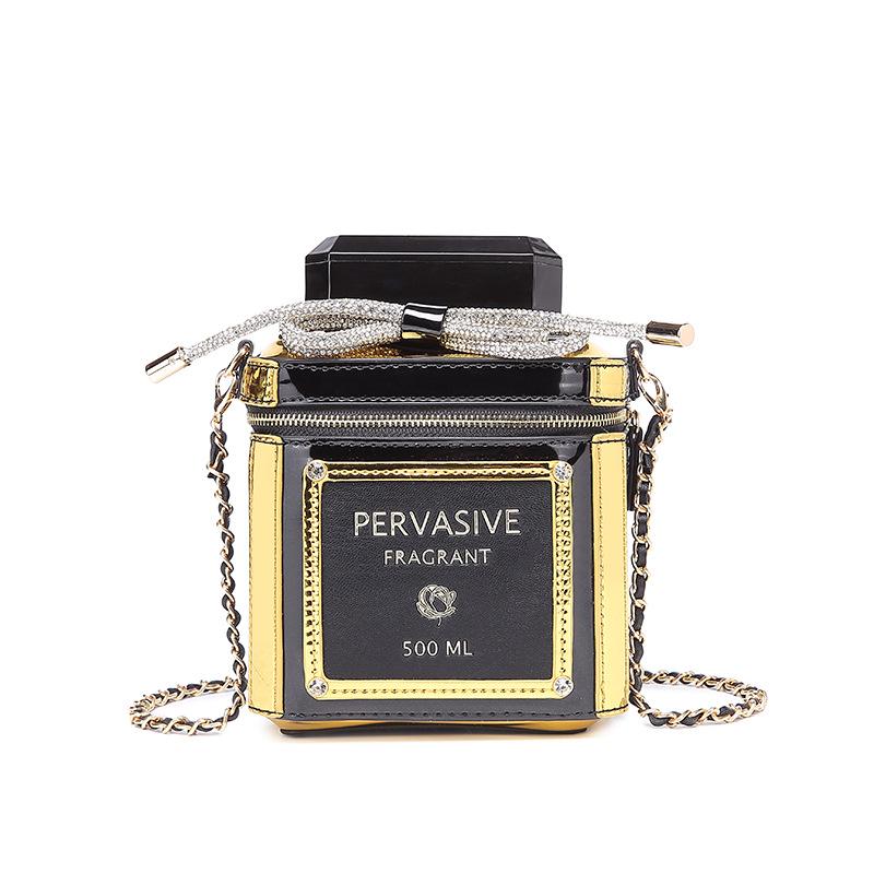 

Креативная сумка кроссбоди с бантом из страз 2025: Флакон духов вечерняя сумка чёрный