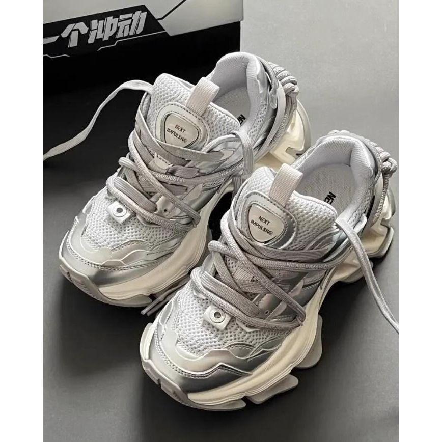 

Spring 2025 new niche platform dad shoes ins tide increases fashion versatile casual sports shoes women 40 серебряный