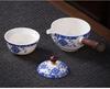 Compact Travel Tea Set with Automatic Rotating Teapot and Side Handle Kung Fu Cups