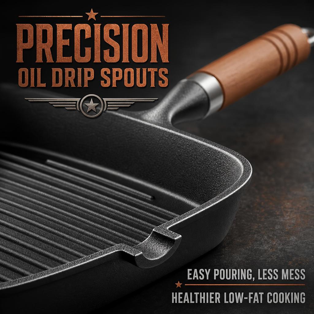 Striped Non-stick Steak Frying Pan, Square shape1100G Thickened Multifunctional Cast Iron Baking Pan, Easy To Clean, Suitable for Induction Cookers,