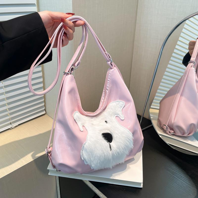 Stylish Vintage Large Capacity Tote Bag For Women In Black Pink White Brown Colors