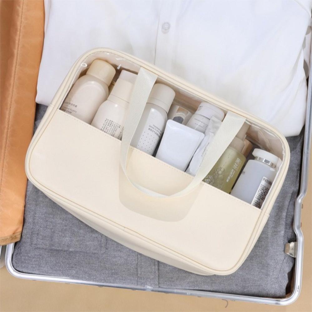 Portable Large Capacity Cosmetic Bag See-Through Zipper Clear Makeup Bag Bath Bag Travel