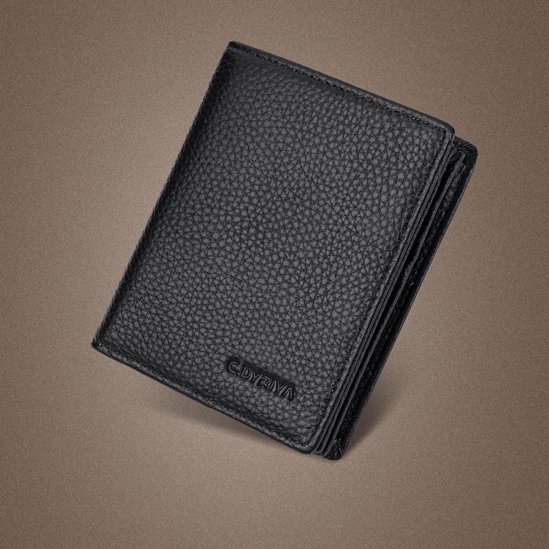 Men's Short Leather Wallet Plus Circumference Large Capacity with Zipper Men's Wallet First Layer Cowhide Soft Leather Clip