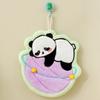 A Highly Absorbent, Encrypted Coral Fleece Hand Towel with a Cute Panda Design, Wall Mounted for Children'S Bathroom And Kitchen Use.