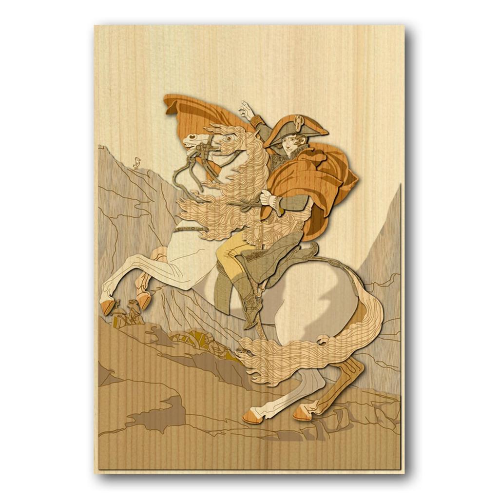 KINOWA "Napoleon Crossing the Alps" Woodcut Painting Original Handmade Kit Masterpiece France Made in Japan