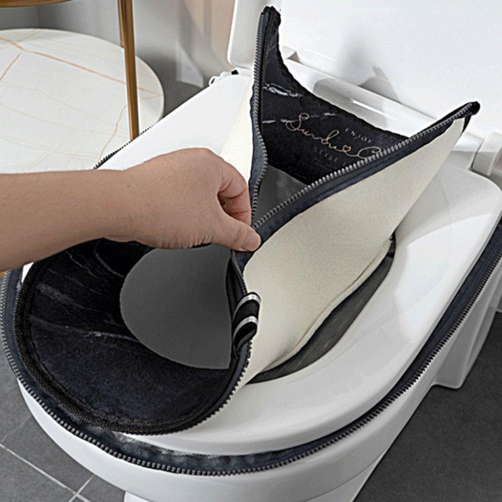Waterproof Winter Toilet Seat Cover with Handle Toilet Cushion Cover Closestool Mat  Lavatory