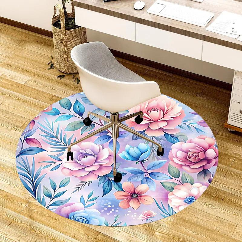 1pc Office Carpet Chair Mats Pastel Floral Pattern Perfect for Decorating Office Chairss, Or Bedrooms.YDT428