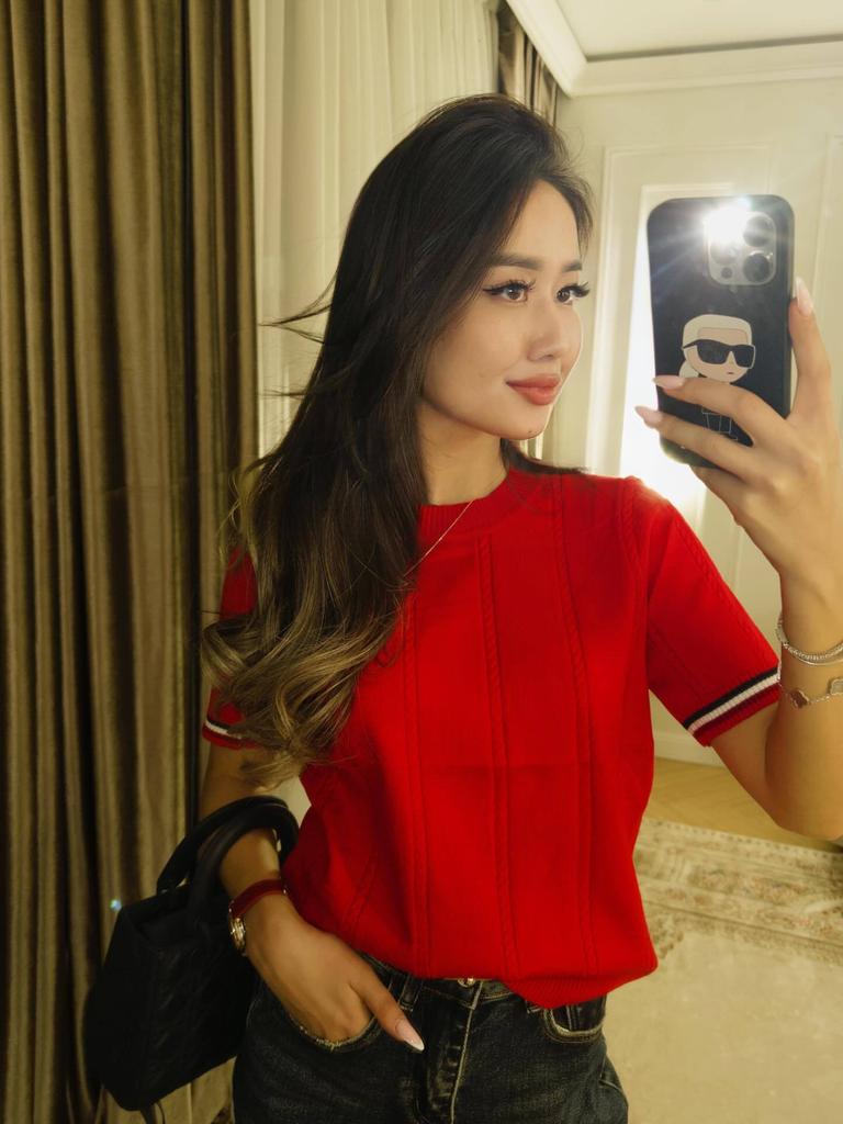 Women's Short Sleeve Knit Top Crew Neck Textured Summer Casual Tee