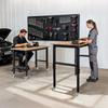 Adjustable Workbench on Wheels, 680 kg Capacity, 122 x 60 cm Oak Wood Top Workbench with 72.5-107.5 Height Adjustment, Heavy-Duty Hardwood Worktable