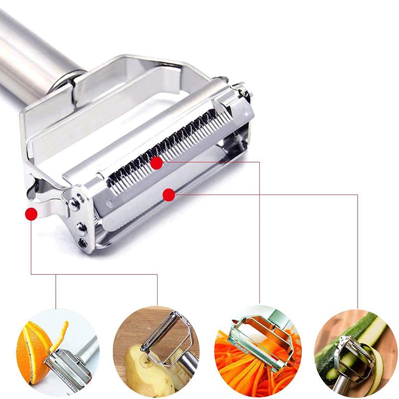 4in1 Vegetable Peeler Stainless Steel Melon Planer Multifunction Double-Head Peeler Fruit And Vegetable Peeler Kitchen Gadgets