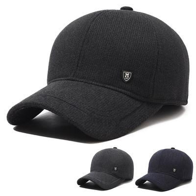 Wintermütze aus verdickter Samt für Herren, für den Außenbereich, Gehörschutzmütze für ältere Menschen, lässige Mode, Thermo-Baumwollmütze