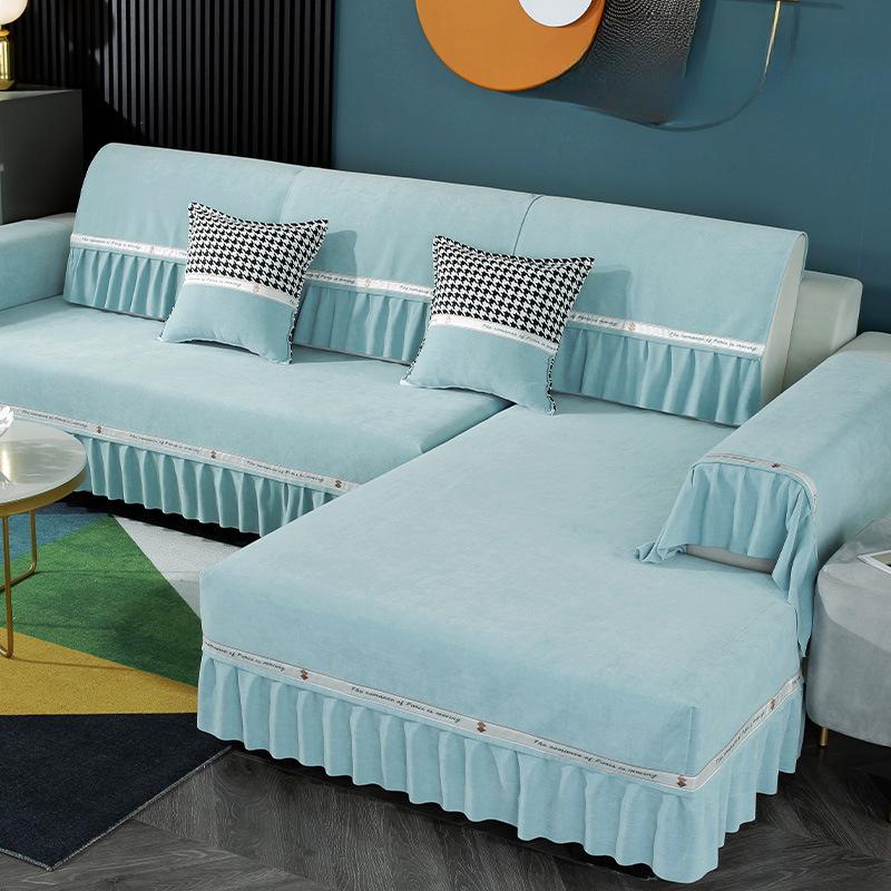 European-Style Sofa Cushion Four Seasons Chenille Fabric Non-Slip Simple Modern Gray Sofa Cover Cushion