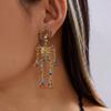 Crystal Halloween Skull Earrings Zircon Long Tassel Drop Earrings Skeleton Dangle Earrings  Unisex