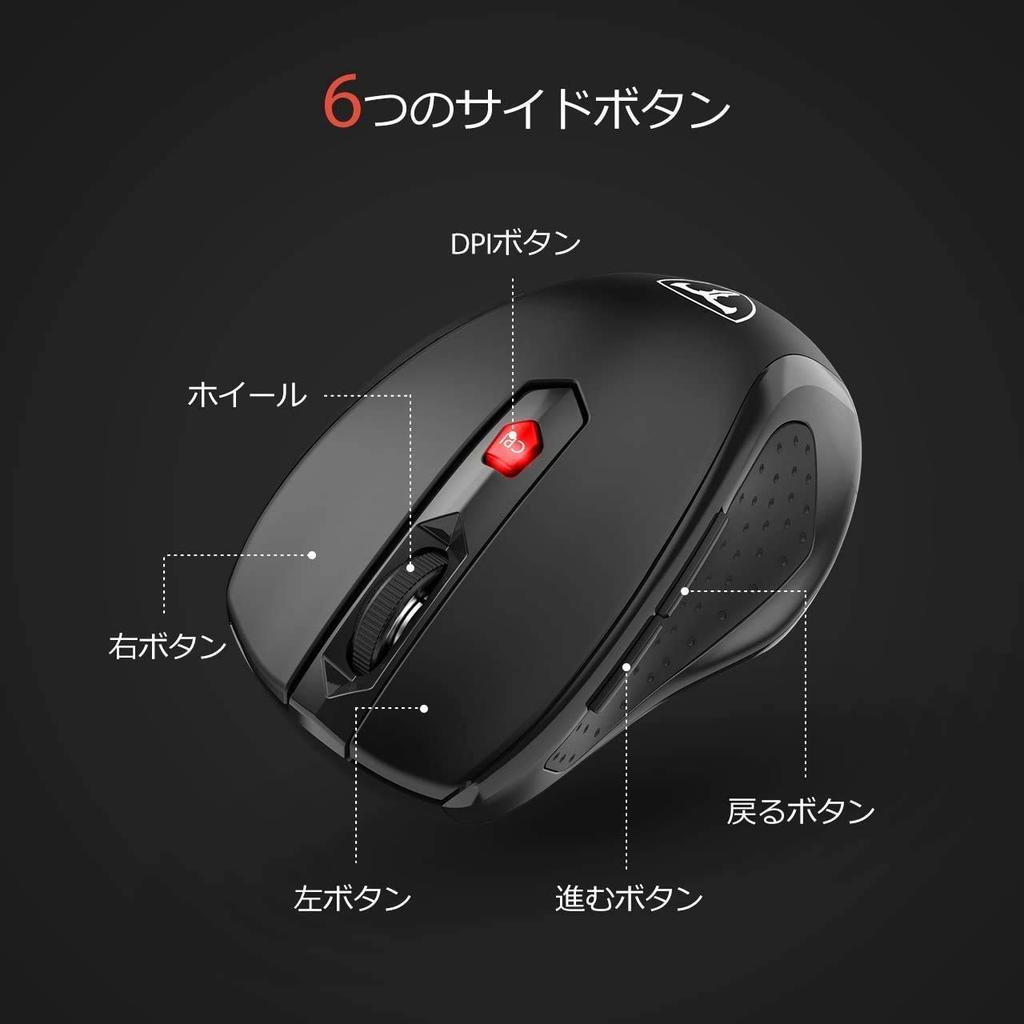 Qtuo 2.4G Wireless Mouse, 5DPI (800-1200-1600-2000-2400), High Precision, Adjustable Buttons, Weight: 0.088kg