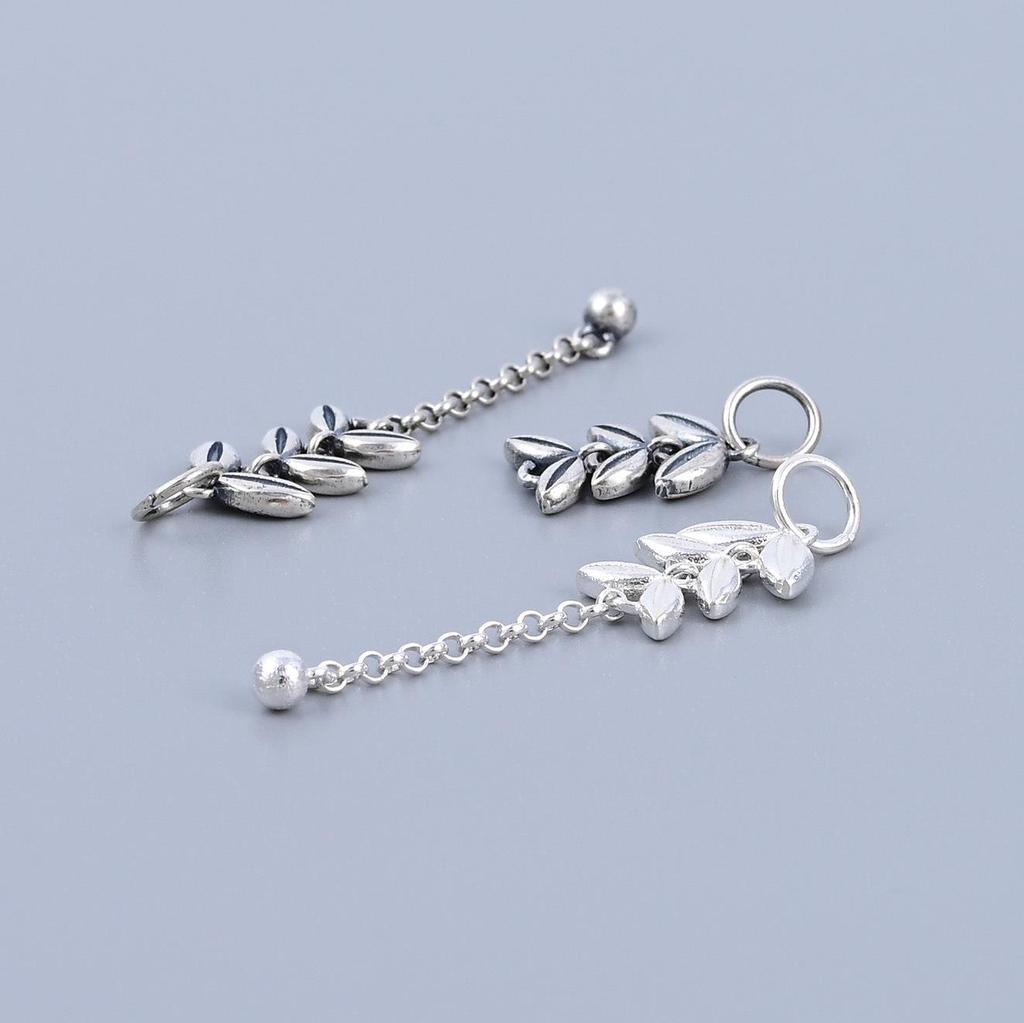S925 Sterling Silver Wheat Ear Tassel Pendant for DIY Jewelry: Bracelet, Necklace, Earring.