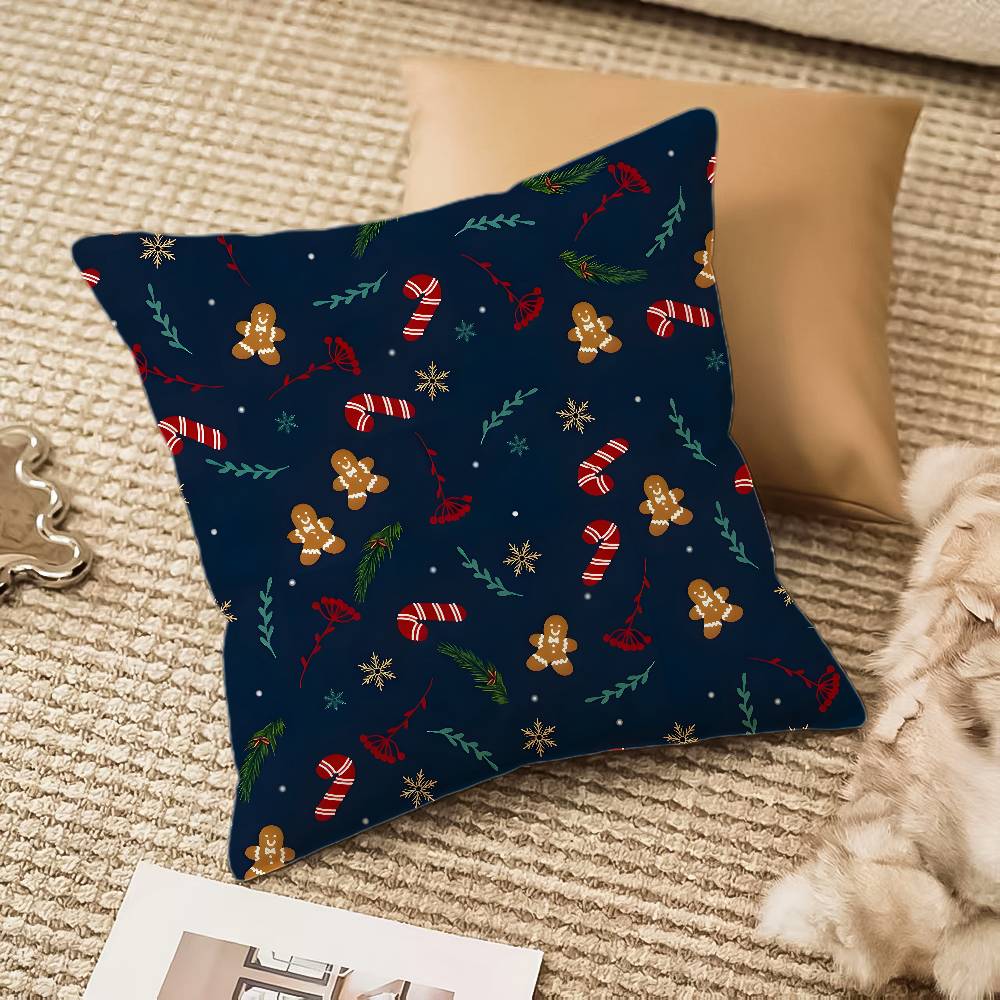 Weihnachts-Spezial Kissenbezug Seidig Kurzer Plüsch Mit Unsichtbarem Reißverschluss Staubdicht Sofa Kissenbezug