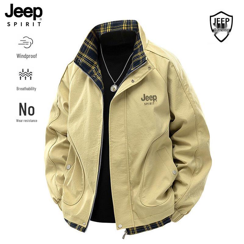JEEP SPIRIT Men s Stand Collar Colorblock Jacket L