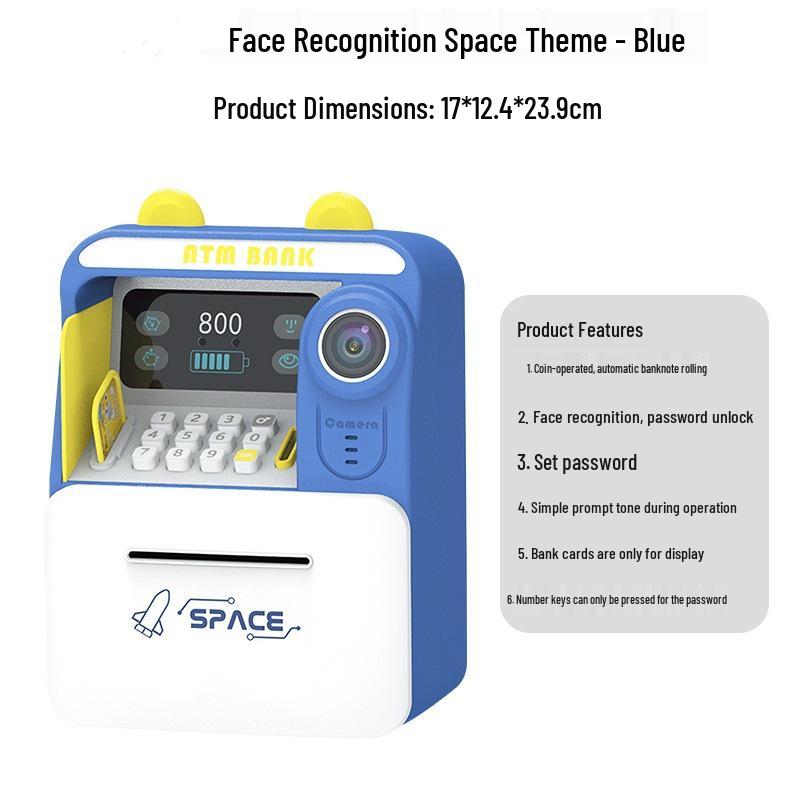 Smart ATM Money Box with Face Recognition and Password, Automatic Coin Loader - Children's Toy Safe