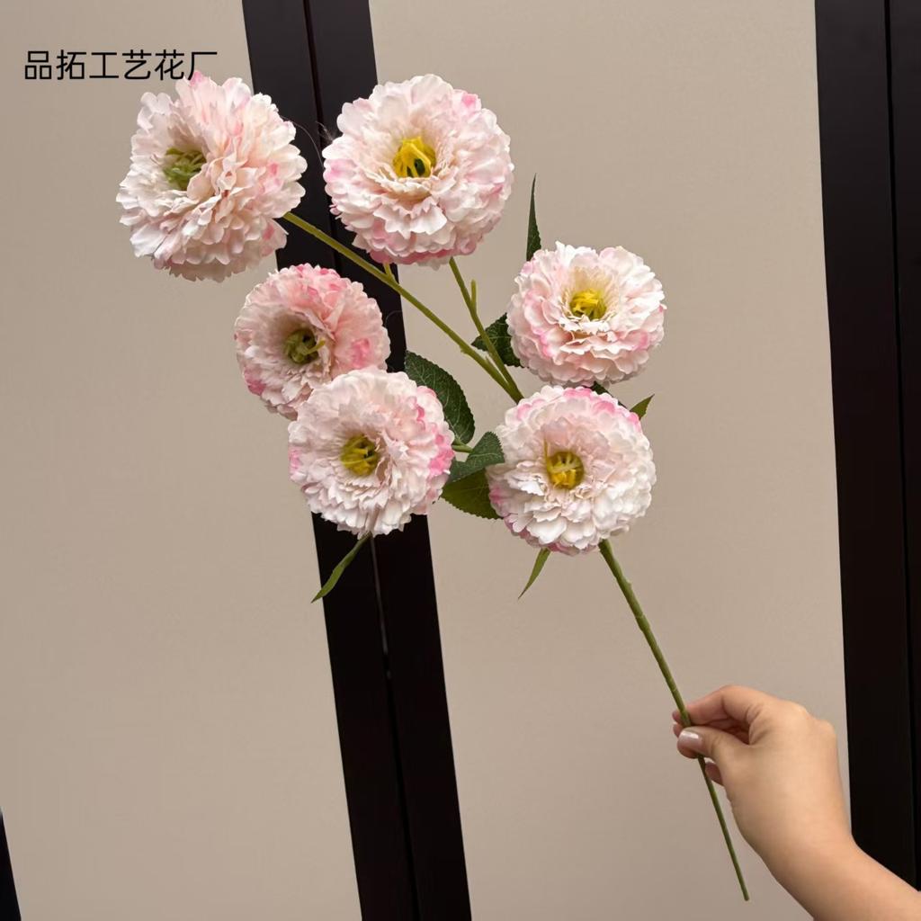 Artificial Peony Flower Long Stem 6 Heads Silk Ranunculus Bunch for Wedding Party Table Hotel Home Floral Decor