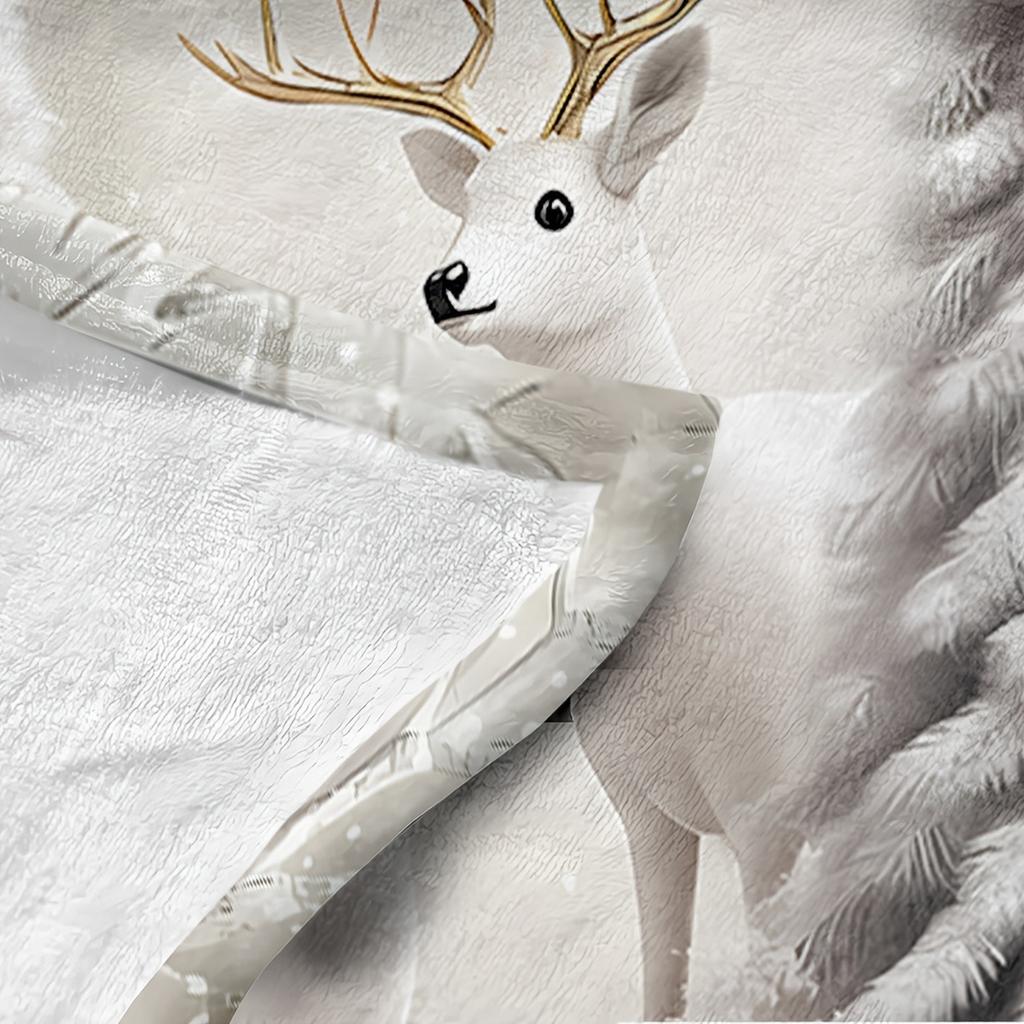Christmas Throw Blanket Super Soft Fleece with Festive Reindeer & Tree Perfect for Couch Bed All-Season Comfort, Christmas Decor