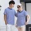 Blue and White Striped Oversized Stripe T-Shirt Sea Soul Shirt Man's Short Sleeved Top  Male/Female