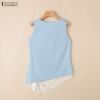 ZANZEA Women Casual Round Neck Lace Splice Summer Sleeveless Vest Tops